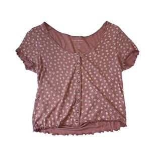 🧁American Eagle Purple Floral Button Down Top coquette cottagecore preppy cute
